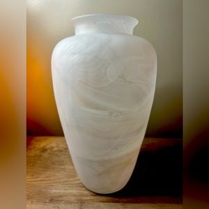 Pier 1 Imports 10"White Swirl Glass Vase